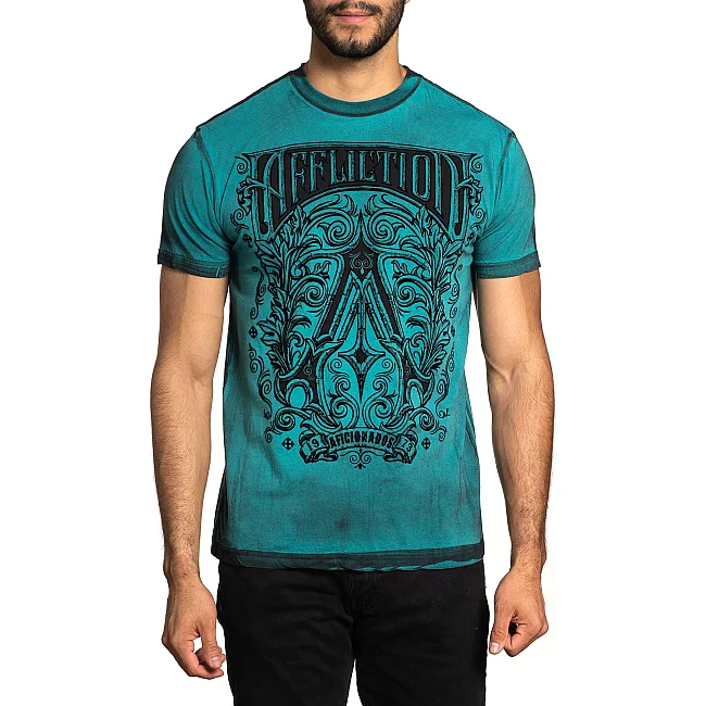 Футболка AFFLICTION Historic Iron A24291 Jade Blue