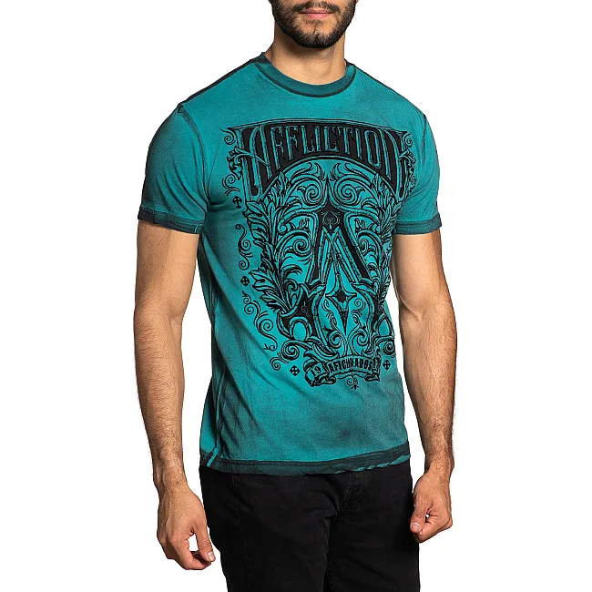 Футболка AFFLICTION Historic Iron A24291 Jade Blue