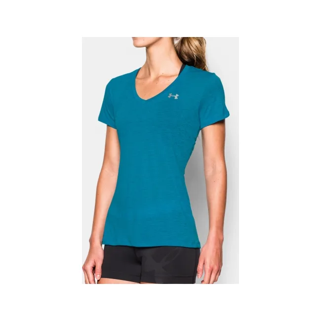 Женская футболка Under Armour Womens Slub V-Neck Aqua Blue