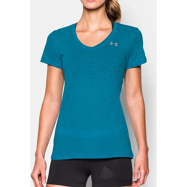 Женская футболка Under Armour Womens Slub V-Neck Aqua Blue