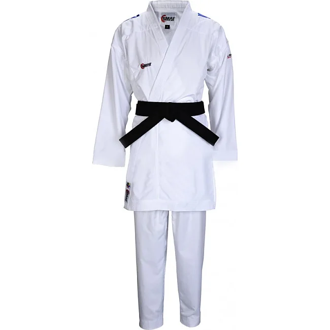 Кимоно для карате "JIN KUMITE GI ELITE" с лицензией WKF (синие полосы на плечах) (белый) SMAI AS-034B