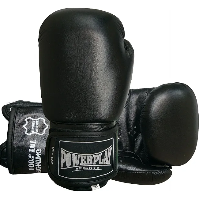 Перчатки для бокса POWERPLAY 3088 Impulse Черные (натуральная кожа)