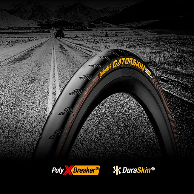 Покрышка на велосипед CONTINENTAL Gatorskin, 27x1 1/4, 32-630, черная, не складная, PolyX Breaker, Skin, 440гр.