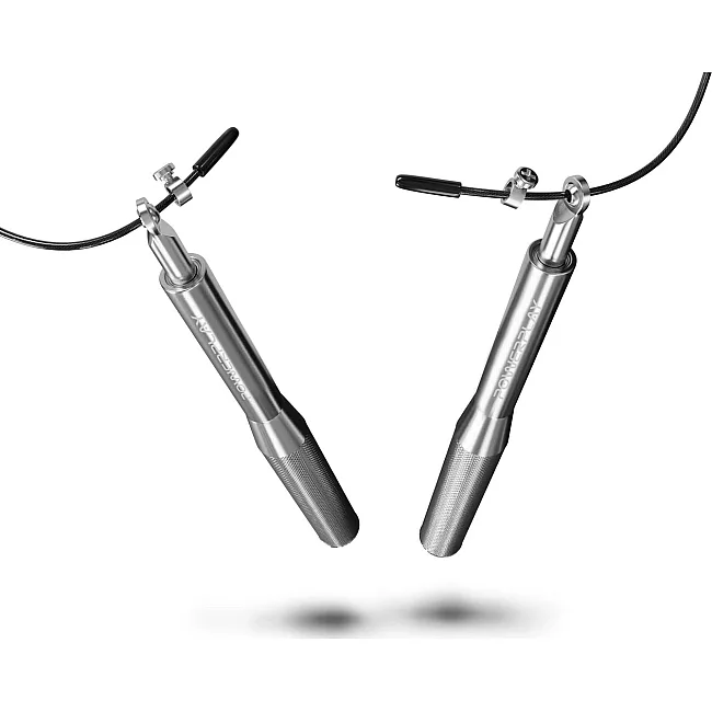 Скоростная скакалка на подшипниках алюминиевая POWERPLAY 4207 Elite Серебряная (3м)