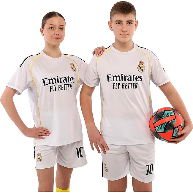 Футбольная форма детская с символикой клуба REAL MADRID MBAPPE 10 домашняя 2026 SP-SPORT CO-7339 (Белый)
