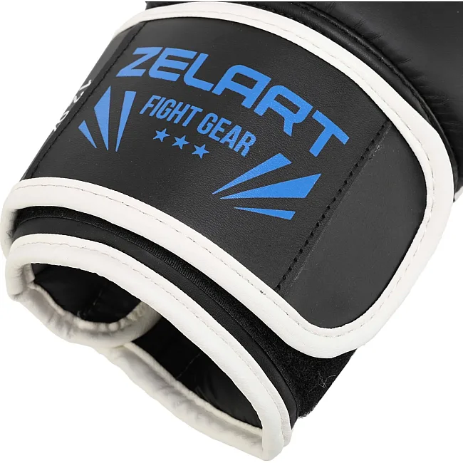 Перчатки для бокса PU ZELART BO-7652 (Синий-черный)