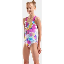Купальник закрытый для девочек Arena SPRAYING SWIMSUIT SWIM PRO BAC белый, розовый (для детей)