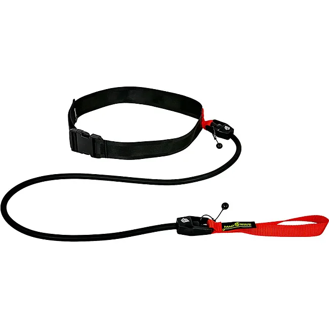 Трос эластичный с поясом MADWAVE SHORT BELT M077104 длина-1,15м (Черный-красный)
