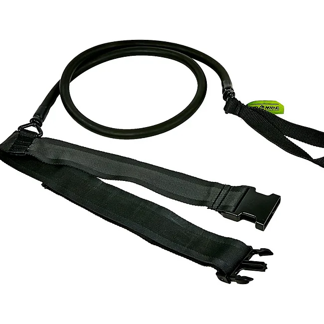 Трос эластичный с поясом MADWAVE SHORT BELT M077104 длина-1,15м (Черный-красный)