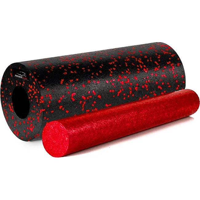 Масажний набір PowerPlay PP_4015 EPP Foam Roller Set 4in1 (2-ва роли + 2-ва м'ячі) Чорно-червоний
