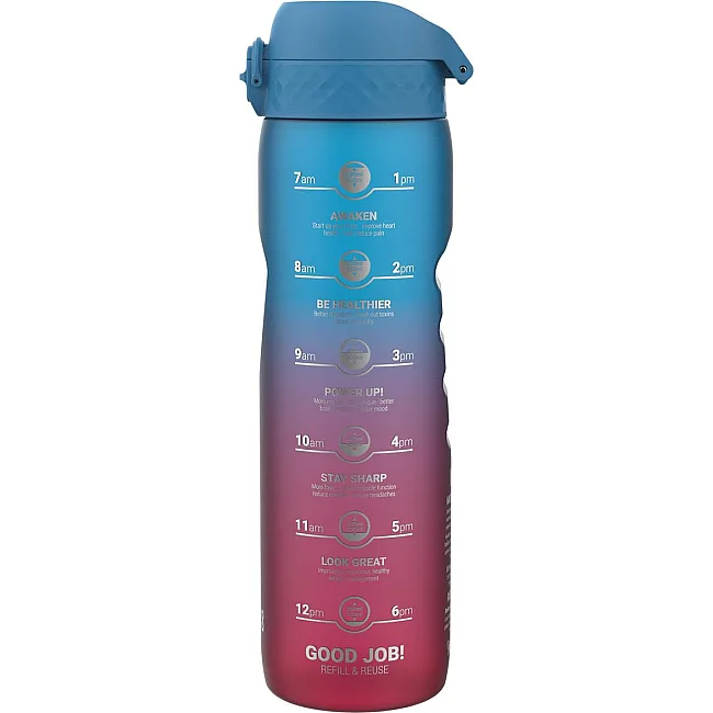 Бутылка для воды ION8 1000мл. BPA Free, Times To Drink, (ЭКО бутылка) BPA Free, Blue &amp; Pink
