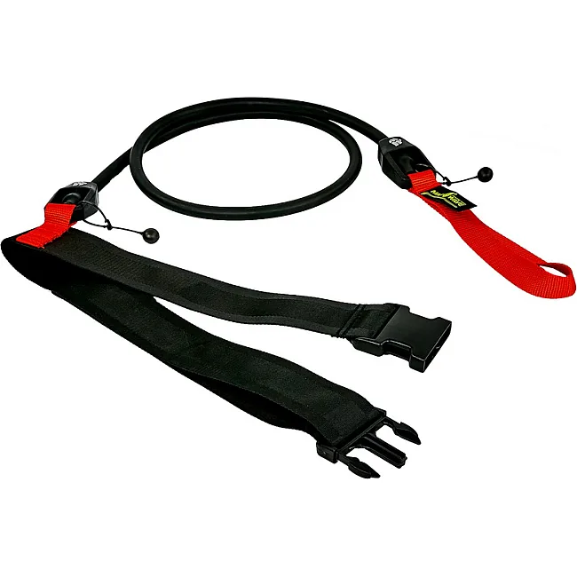 Трос эластичный с поясом MADWAVE SHORT BELT M077104 длина-1,15м (Черный-красный)
