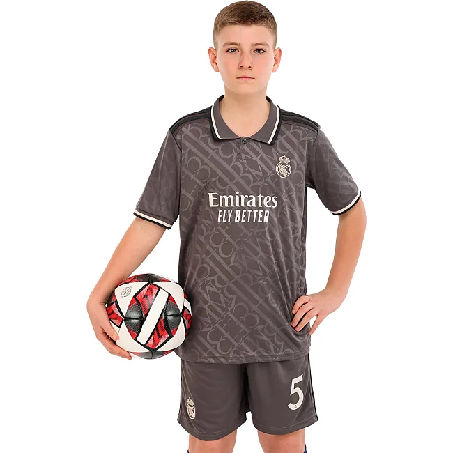 Дитяча футбольна форма із символікою футбольного REAL MADRID BELLINGHAM 5 резервна 2025 SP-SPORT CO-4649