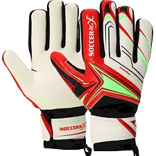 Воротарські рукавички професійні із захистом пальців SOCCERMAX GK-4341 7-11 (Білий-червоний-салатовий)