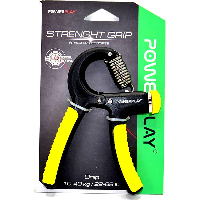 Кистевой эспандер POWERPLAY PP-4323 с регулируемой нагрузкой 10-40 кг. Strength Grip Черно-желтый
