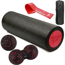 Набір для масажу та йоги PowerPlay PP_4094 EPP (Ролик 30*15 + 2-ва мячі) Red + резинка 11 кг.