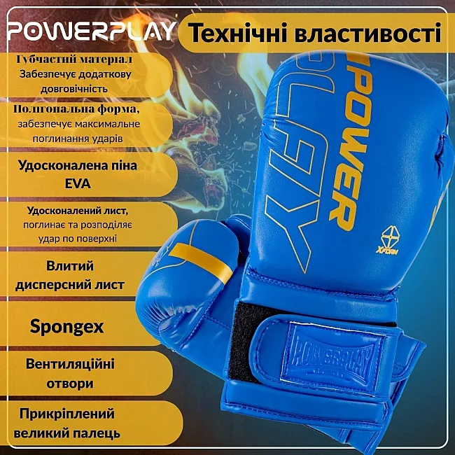 Боксерские перчатки PowerPlay 3089 Alpha Синие