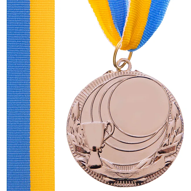Заготовка медали спортивной с лентой SP-SPORT PLUCK C-4844 ø5см (Серебряный)