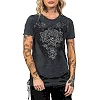 Женская футболка AFFLICTION Secret Garden Charcoal Black Lava Tint