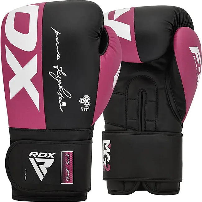 Боксерські рукавиці RDX BOXING GLOVES REX F4 чорний, рожевий