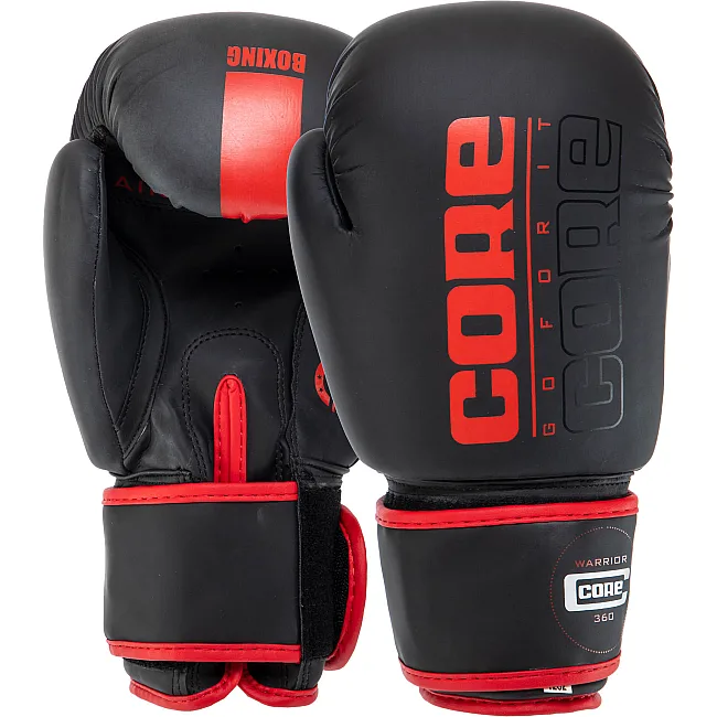Перчатки для бокса PU CORE BO-8540 (Черный-красный)