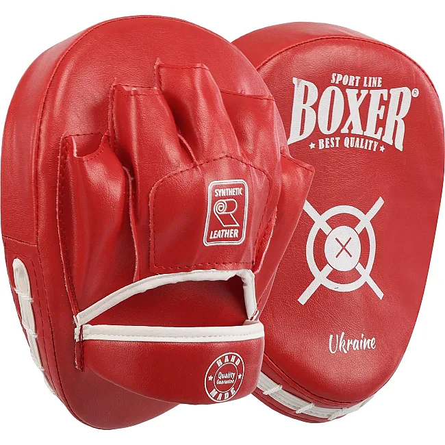 Лапа боксерская изогнутая тренировочная BOXER NEW 2011-N (Красный)