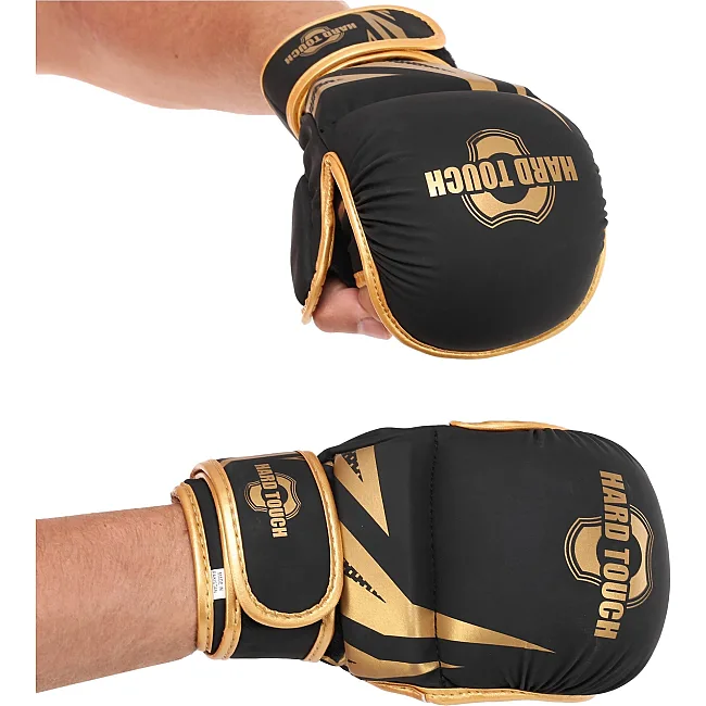 Рукавички Краби спарингові для MMA HARD TOUCH BO-00134 (Чорний-золотий)