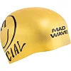 Двухсторонняя шапочка для плавания силиконовая для взрослых MADWAVE It bites reversible M055430 (Черный-золотой)