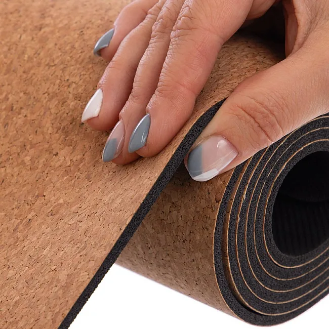 Коврик для йоги Пробковый каучуковый двухслойный Yoga mat RECORD
 FI-7156-9 183x61мx0.4cм с принтом Лунный Цикл