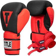 Боксерские перчатки TITLE Boxing Guts and Glory Black/Red (бинты 4м. в комплекте)
