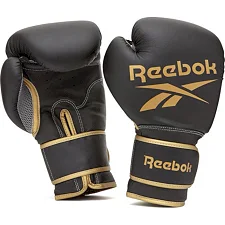 Боксерские перчатки Reebok Boxing Gloves черный, золото чел 10 унций