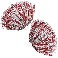 Помпони матові для танців із захватами-кільцями SP-SPORT Pom-Poms C-0833 2шт (Червоний-срібний)