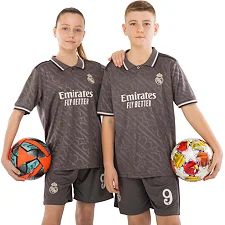 Футбольна форма дитяча із символікою клубу REAL MADRID MBAPPE 9 резервна 2025 SP-SPORT CO-4646 20-30 (Сірий)