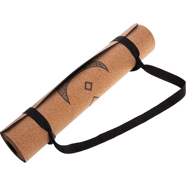 Коврик для йоги Пробковый каучуковый двухслойный Yoga mat RECORD
 FI-7156-9 183x61мx0.4cм с принтом Лунный Цикл
