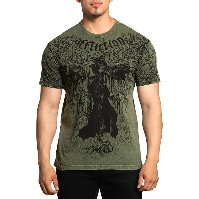 Футболка мужская AFFLICTION Scarecrow Military Green Lava Wash
