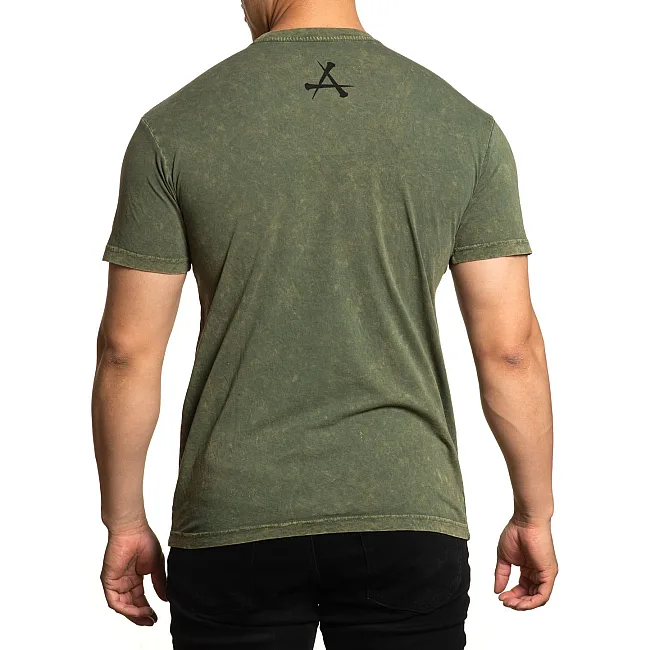 Футболка мужская AFFLICTION Scarecrow Military Green Lava Wash