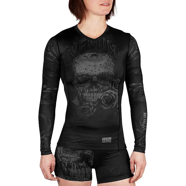 Рашгард жіночий VENUM Santa Muerte 3.0s Long Sleeves Black Black