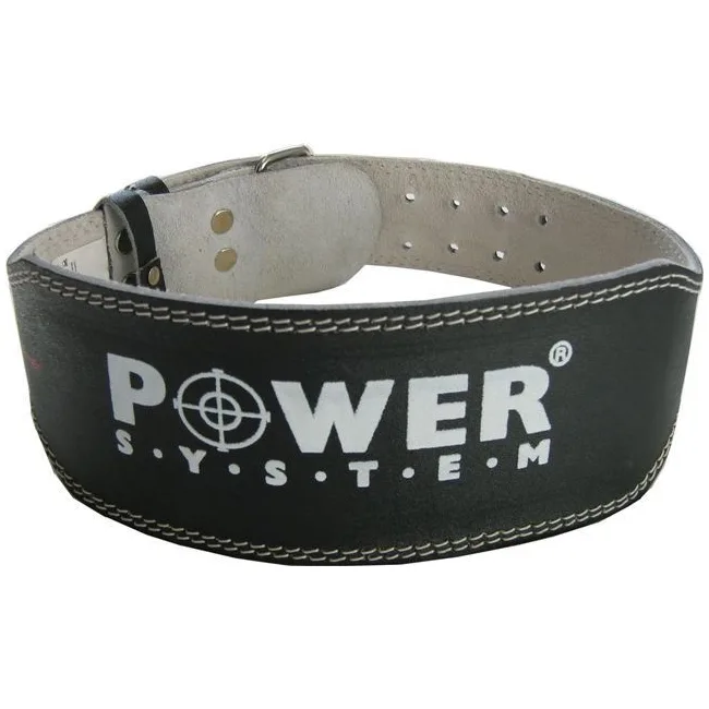 Пояс для становой тяги POWER SYSTEM PS-3250 Power Basic кожаный Black