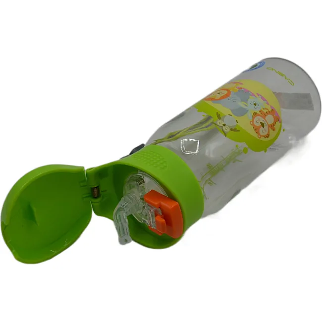 Спортивная бутылка CASNO 400 мл KXN-1195 Зеленая (Малыши-зверюшки) с соломинкой