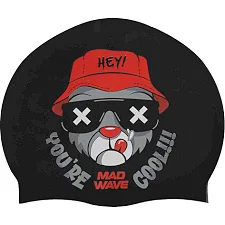Шапочка для бассейна силиконовая для взрослых MADWAVE Cool bear M057414 (Черный)