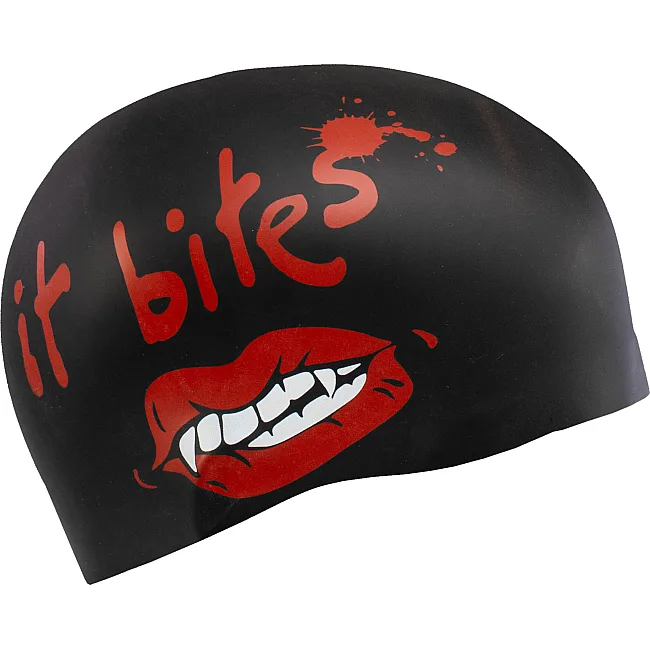 Двухсторонняя шапочка для плавания силиконовая для взрослых MADWAVE It bites reversible M055430 (Черный-золотой)