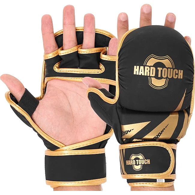 Рукавички Краби спарингові для MMA HARD TOUCH BO-00134 (Чорний-золотий)