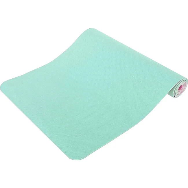 Коврик для йоги и фитнеса TPE двухслойный ZELART FI-1515 183x61x0,4см (Розовый-мятный)