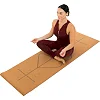 Распродажа! Коврик для йоги Пробковый каучуковый двухслойный Yoga mat RECORD FI-7156-10 183x61мx0.4cм