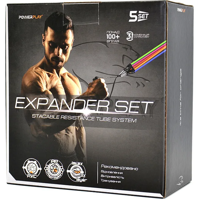Набір трубчастих еспандерів POWERPLAY PP-4102 Expander Set 5шт. (до 35 кг.)