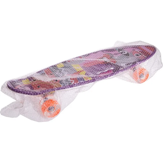 Пенни борд Penny Board круизер пластиковый со светящимися колесами и ручкой для переноски 24