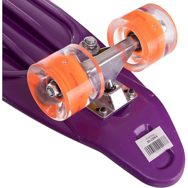 Пенни борд Penny Board круизер пластиковый со светящимися колесами и ручкой для переноски 24