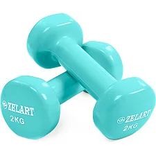 Гантели для фитнеса виниловые ZELART Beauty TA-5225-2 2шт 2кг (Бирюзовый)