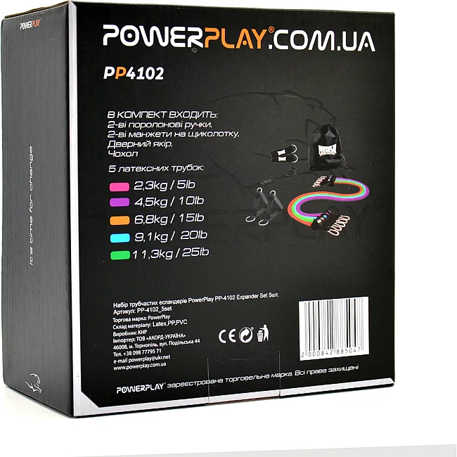 Набір трубчастих еспандерів POWERPLAY PP-4102 Expander Set 5шт. (до 35 кг.)