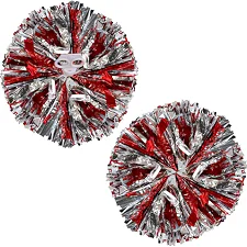 Помпони кулясті Кулі круглі блискучі SP-SPORT Pom-Poms C-0839 2шт (Червоно-срібний)